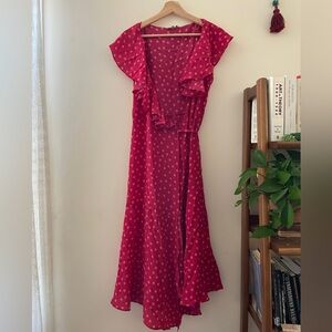 Mirae Paris Polka Dress Pink Red Size 36